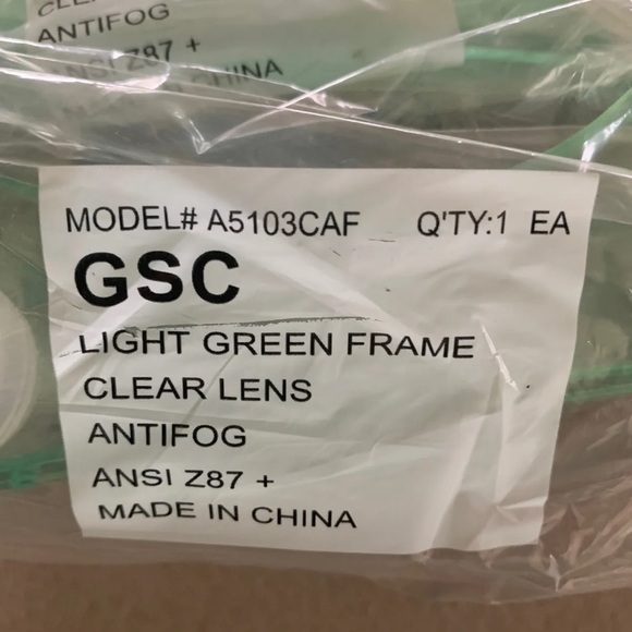 Lot 10 NEW Safety Goggles Over Glasses ANSIZ87 A5103CAF Green Frame Clear Lens - Picture 6 of 7